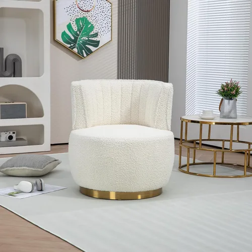 Miniatura 12 de Silla giratoria de terciopelo, sillón giratorio tapizado de 360 grados, moderno y cómodo sillón redondo para sala de estar pequeña, dormitorio