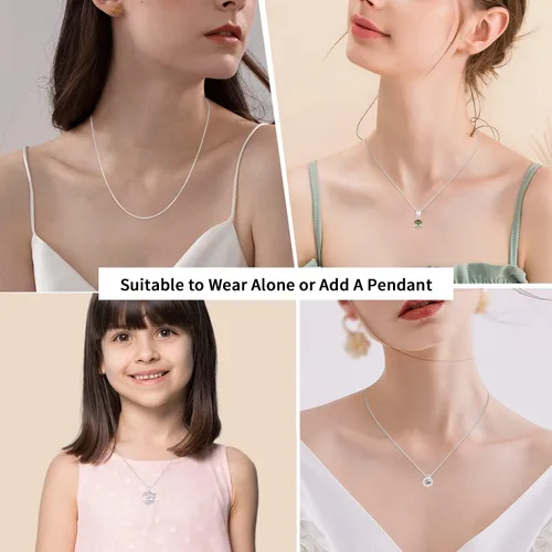 Miniatura 5 de Jewlpire 18k Gold Over 925 Sterling Silver Chain Necklace for Women Girls, 1.3mm Cable Chain Super Sturdy & Shiny Women's Chain Necklace