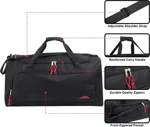 Miniatura 3 de Bolsas de lona ligeras para hombres y mujeres para viajes, el gimnasio y como bolsa de equipo deportivo organizador, Negro 2