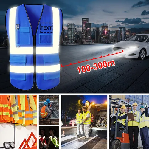 Miniatura 5 de Chaleco de seguridad personalizado para hombre con bolsillos con logo, chalecos reflectantes de alta visibilidad para construcción, ropa de Naranja
