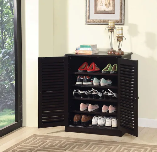 Miniatura 4 de Furniture of America Laires - Zapatero cerrado con 5 estantes, color espresso