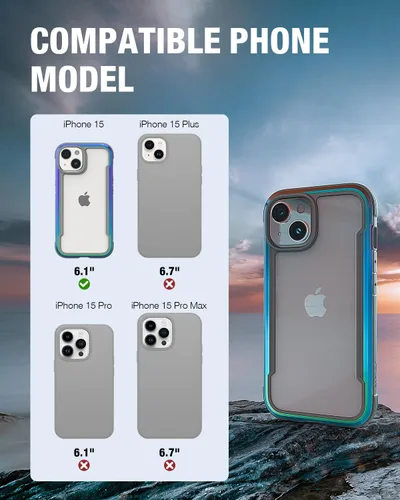Miniatura 2 de RAPTIC Shield para iPhone 15, funda protectora transparente a prueba de golpes, grado militar, probada en caídas de 10 pies, marco de aluminio