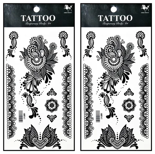 Miniatura 20 de Tatuajes 2 hojas de luna sol estrellas sobre amarillo azul impermeable tatuaje falso temporal pegatinas arte corporal extraíble para hombres mujeres