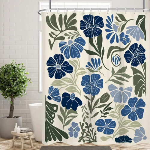 Miniatura 39 de Black Floral Shower Curtain Stall Small Half Single Mini Boho Flower Farmhouse Vintage Gothic Abstarct Retro Funky Botanical Moody Fabric Cloth