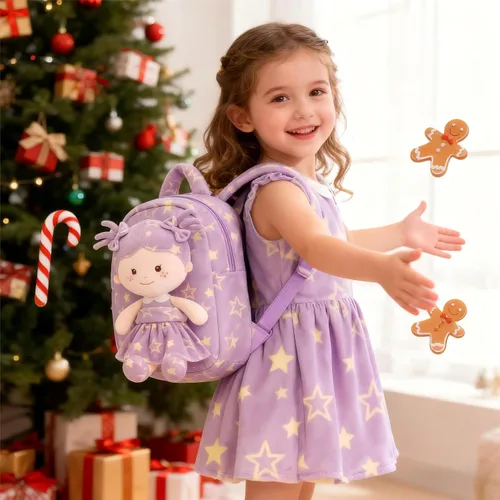 Miniatura 32 de Onetoo Mochila para niños pequeños, regalos de regreso a clases, mochilas para niñas y niños con muñecas de bebé ligeras y suaves en vestido