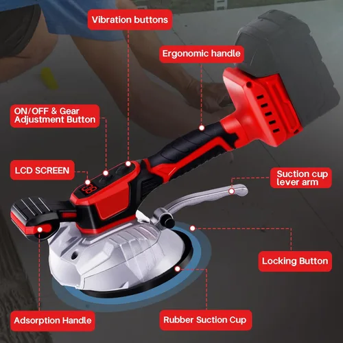 Miniatura 3 de YJINGRUI Máquina niveladora de vibraciones de azulejos, para batería Milwaukee de 18 V máxima, herramienta de instalación inalámbrica de azulejos