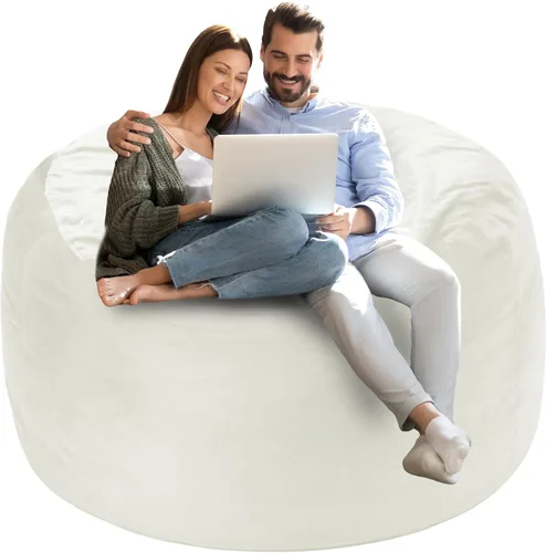 Miniatura 6 de Homguava - Sillón puff de 4 pies Sillón estilo puff grande de 4 pulgadas con relleno de espuma viscoelástica, sofá suave con funda de terciopelo Lima