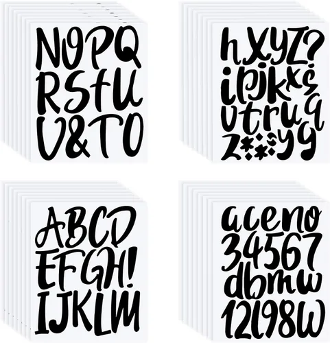 Miniatura 18 de Outus 576 piezas de 8 hojas de calcomanías autoadhesivas de vinilo, letras del alfabeto, números, buzones, calcomanías para decoración de aula