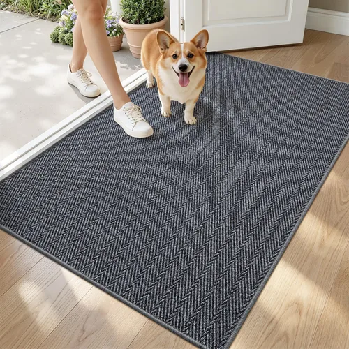 Miniatura 26 de LUMI Tapete ultradelgado para puerta de interior de 17 x 30 pulgadas, tapete de entrada antideslizante, tapete de perfil bajo, tapete de diseño