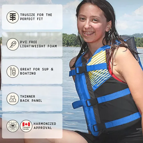 Miniatura 4 de Stohlquist Chaleco salvavidas Fit Youth – Aprobado por la Guardia Costera, PFD de alta movilidad, espuma de flotabilidad, totalmente ajustable