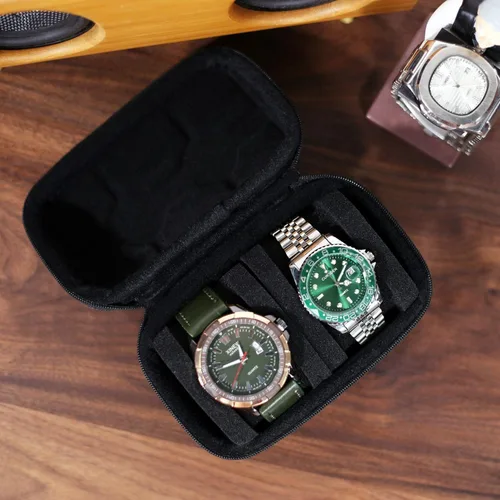 Miniatura 2 de Caja organizadora de reloj duro para hombres o mujeres, funda de viaje para 3 relojes, soporte portátil para relojes de pulsera y relojes