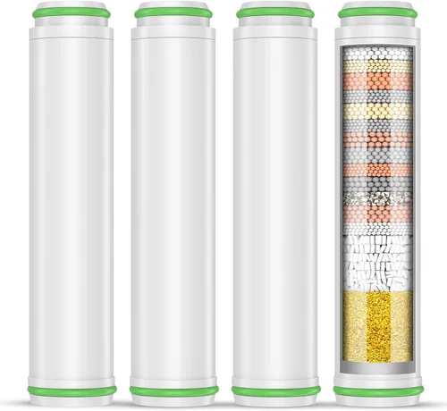 Miniatura 9 de Pweran Filtro de ducha para cabezal de ducha de mano, paquete de 2 filtros de repuesto de 18 etapas para agua dura, elimina cloro y sustancias Blanco
