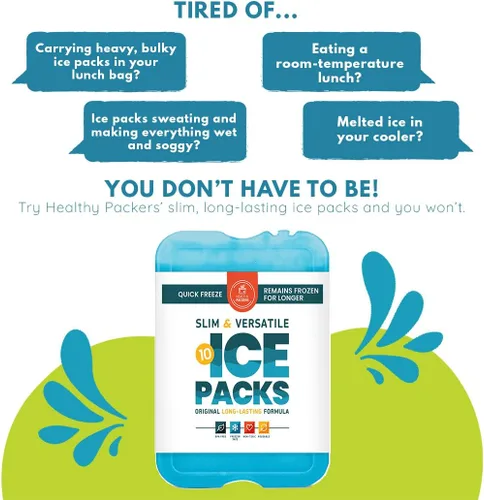 Miniatura 3 de Healthy Packers Ice Packs for Lunch Boxes & Coolers - Freezer Packs - Original Cool Pack Cooler Accessories for Beach, Camping & Fishing Slim &