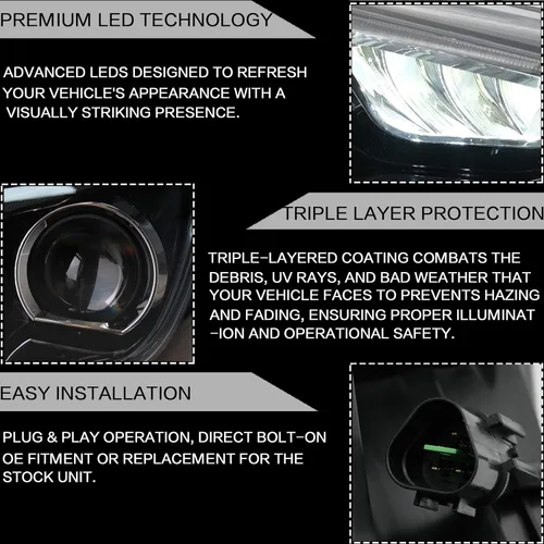 Miniatura 3 de VLAND Conjunto de faros delanteros para Hyundai Elantra 2012-2015 y Elantra Coupe 2013 2014 (no para híbrido) W/DRL, luz frontal LED con señal