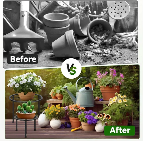 Miniatura 3 de Sbosbo Paquete de 6 soportes de metal para plantas, soporte resistente para plantas de interior y exterior, soportes de hierro antioxidante