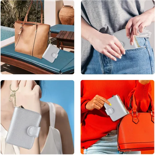Miniatura 6 de Beurlike billetera de cuero, con tarjetero con bloqueo RFID, organizador, billetera segura para mujer