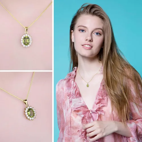Miniatura 50 de JewelryPalace Princess Diana Kate Middleton Natural Amethyst Citrine Garnet Peridot Topaz Created Ruby Sapphire Simulated Emerald Pendant Necklace
