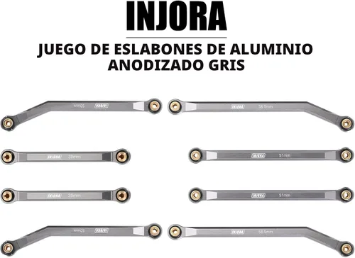 Miniatura 5 de INJORA Juego de 4 eslabones delanteros de alta distancia al suelo para SCX24 C10 JLU Bronco Base Camp 4Runner Axial 1/24 RC Crawler Car, 8 piezas