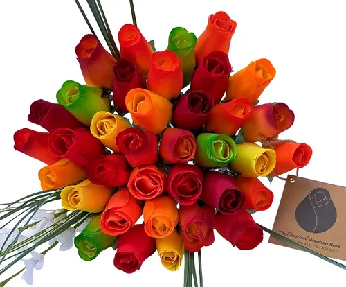 Miniatura 7 de Ramo de colores oscuros de cosecha de otoño amarillos, naranjas, rojos (1 docena)