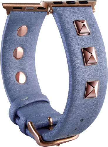 Golden Rivets - Correas de cuero compatibles con Apple Watch Ultra SE Series 8 7 6 5 4 3 1.929 in 1.772 in 1.732 in 1.654 in 1.496 in 1.575 in 1.614