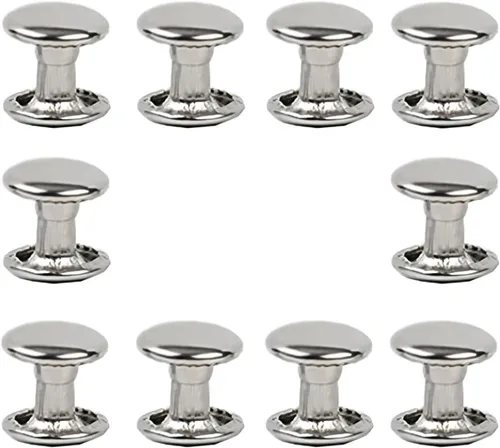 Miniatura 10 de 300 juegos de remaches de cuero, remaches de doble tapa, tubulares, metálicos, para reparaciones y decoración, accesorios para manualidades de Negro