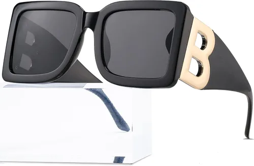 Miniatura 10 de PORADAY Gafas de sol cuadradas grandes de moda para mujeres y hombres, marco grueso negro de lujo, gafas de sol modernas con montura grande