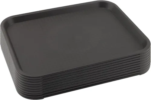Miniatura 8 de Paquete de 5 bandejas azules de comida rápida de 13.8 x 10.6 pulgadas, bandejas rectangulares grandes para servir restaurante, bandejas de plástico