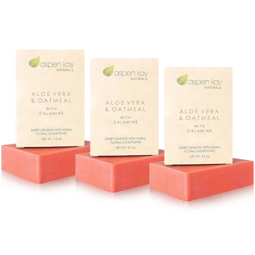 Miniatura 12 de Aspen Kay Naturals Barra de jabón de aloe vera y avena con calamina, ingredientes naturales y orgánicos, aloe vera orgánico y avena coloidal. Cara