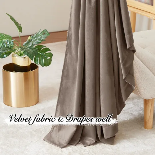 Miniatura 4 de Pony Dance Cortinas de terciopelo champán para oscurecer la habitación, 96 pulgadas, suaves, clásicas, sólidas, con aislamiento térmico, para sala