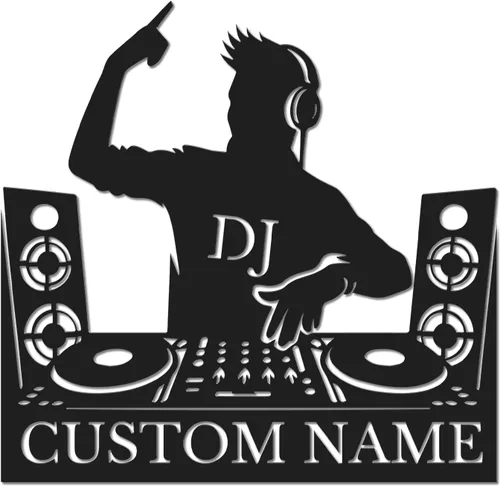 Miniatura 15 de Letrero de metal personalizado para DJ, arte de pared musical con nombre personalizado, decoración de estudio de disc jockey, regalo temático