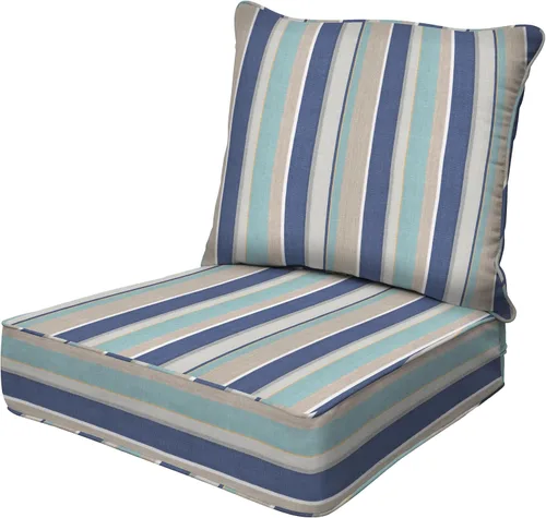 Miniatura 23 de Honeycomb Outdoor Heritage - Asiento profundo, 23 x 25 pulgadas, cojín para silla Cabana Stripe negro y marfil con funda extraíble, para muebles