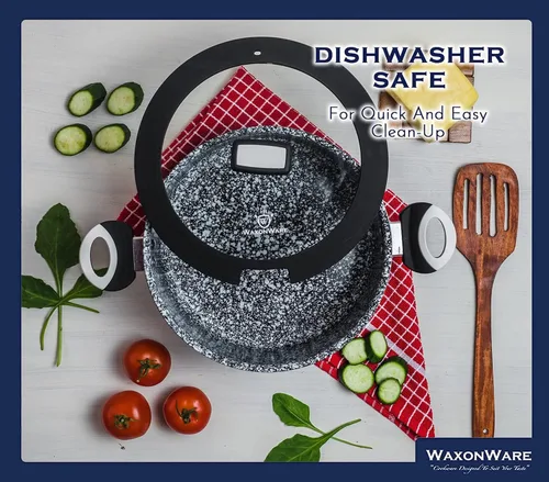 Miniatura 6 de WaxonWare - Caserola horno holandés de 5.25 cuartos de galón de cerámica antiadherente, olla para sopa indeformable, no tóxica, sin