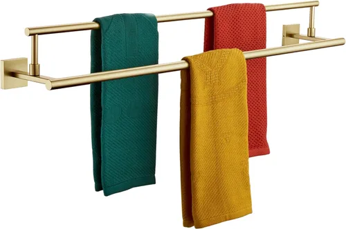 Miniatura 12 de KOKOSIRI Toalleros de baño de 36 pulgadas, rieles dobles para toallas, portatollas negro mate extralargo para cocina, inodoro, acero inoxidable