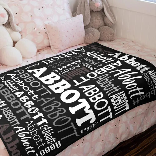 Miniatura 2 de Manta personalizada con nombre, mantas de monograma personalizadas con diseño de color de contraste, manta personalizada para bebés, niñas, niños