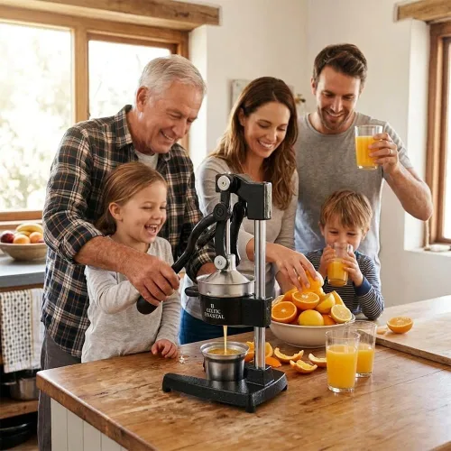 Miniatura 7 de Exprimidor de hierro fundido – Exprimidor manual resistente con colador extraíble para una fácil limpieza, extractor de jugo manual para naranja