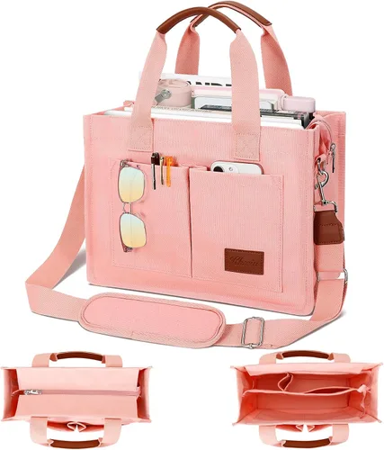 Miniatura 12 de Bolso grande de lona con compartimentos y cremallera para mujer de KKXIU, bolso cruzado, de trabajo, bíblico, de mensajero con bolsillos