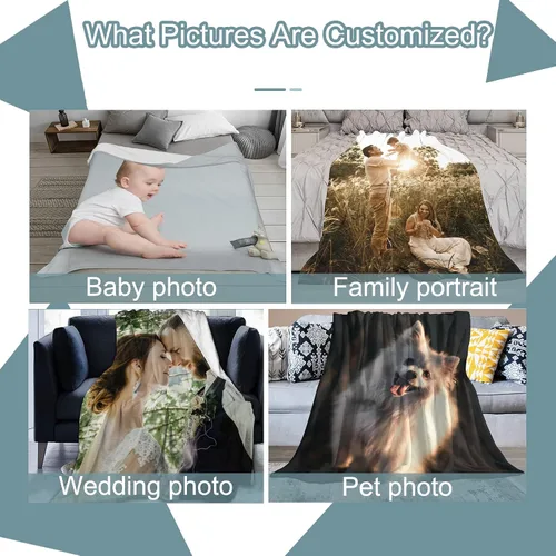 Miniatura 2 de Manta personalizada con diseño fotográfico de tu texto, mantas personalizadas, regalos personalizados (1 foto, 40 x 30 pulgadas)