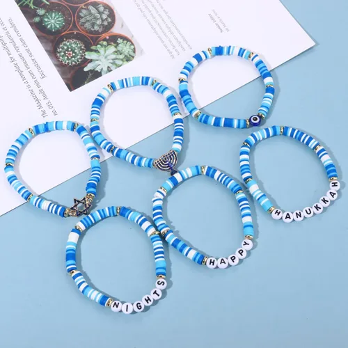 Miniatura 165 de Surfer Heishi - Pulseras apilables para mujer, apilables, de vinilo arcoíris, disco de arcilla, pulseras elásticas para la amistad, joyería bohemia