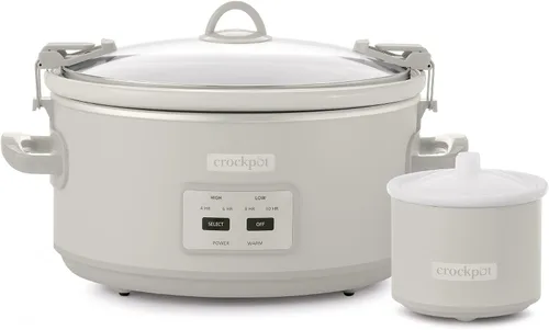 Crock-Pot Olla de cocción lenta Cook and Carry de 7 cuartos con control táctil, 4 configuraciones preprogramadas, recipiente de cerámica extraíble y