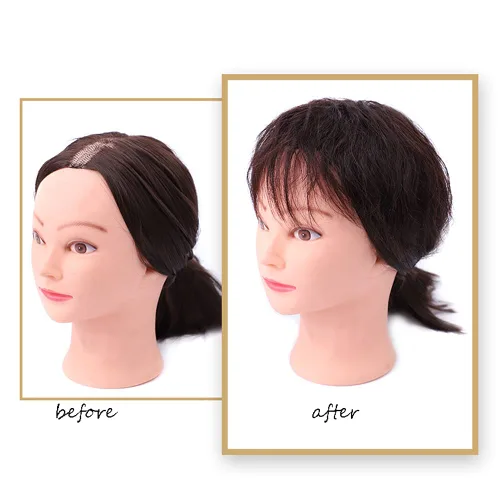 Miniatura 4 de YYDS Peluca de cabello humano con flequillo. Aumenta la cantidad de cabello en la parte superior de la cabeza para cubrir el cabello blanco Negro