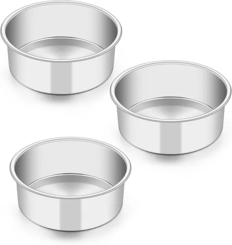 Miniatura 8 de TeamFar Molde para Pastel de 4 Pulgadas, Mini Molde para Pastel Juego de Moldes Pequeños Redondos para Hornear de Acero Inoxidable, Para Hornear