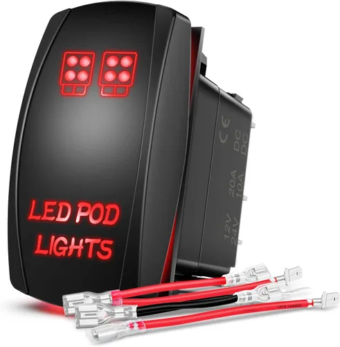 Miniatura 17 de Nilight NI-RS05 Interruptor basculante de barra de luz LED de 5 pines con láser, luces traseras, 20 A/12 V, 10 A/24 V, juego de cables de puente, 2