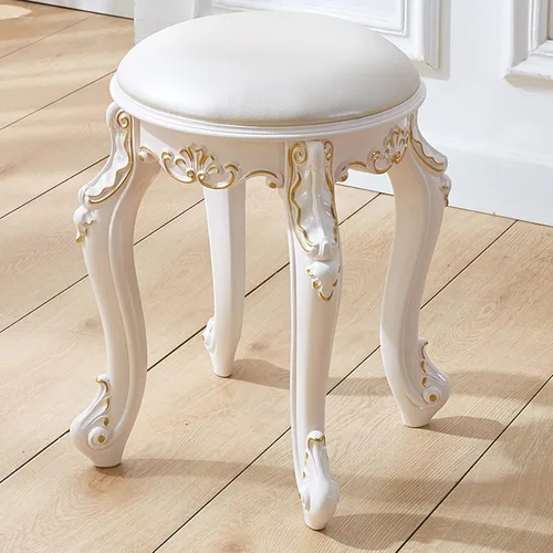 Miniatura 19 de Taburete de tocador, taburete de maquillaje, banco acolchado, asiento de piano en dormitorio, baño, pata de acero de plástico ABS, 16.9 in