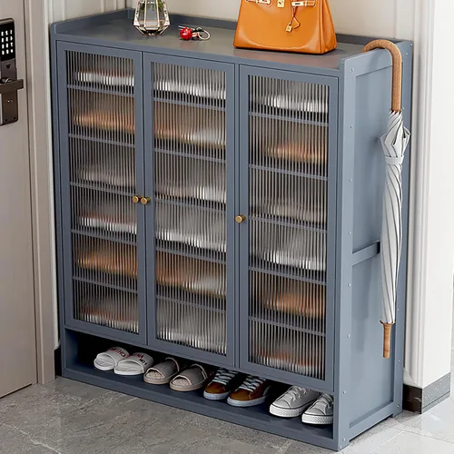 Miniatura 8 de Armario de zapatos con puertas, gabinete de almacenamiento de zapatos moderno de 7 niveles para entrada, armario organizador independiente con Azul