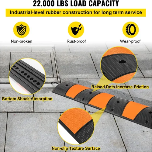 Miniatura 4 de VEVOR Golpe de velocidad de goma (paquete de 2) – 6 pies resistente 22,000 libras de capacidad para carretera y entrada, 72.8 x 12.2 x 2.2 pulgadas