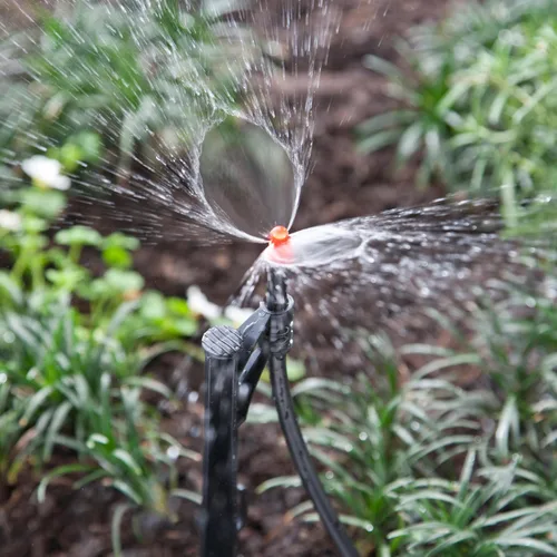 Miniatura 4 de Raindrip P1075UB Conjunto de chorro y estaca con alas de círculo completo, 27 GPH a 15 PSI, rojos