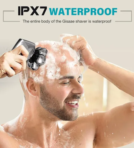 Miniatura 7 de Afeitadoras de cabeza para hombres calvos, afeitadora eléctrica 7D mejorada, recargable inalámbrica, impermeable IPX7 100%, afeitadora para cabeza