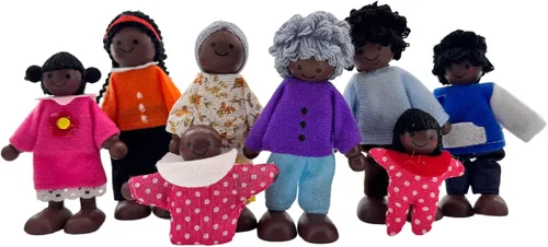 Miniatura 10 de HYSTYLE Paquete de 7 Figuras de Madera para Casa de Muñecas Familia Muñecos Familiares Figuras de Juego de Simulación, Juego de Rol Familiar Juego