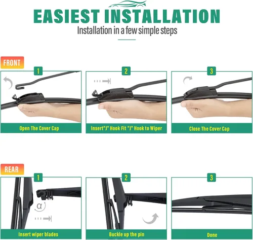 Miniatura 8 de 26" 16" 10" Limpiaparabrisas de repuesto para Toyota RAV4 2013 2014 2015 2016 2017 2018 Limpiadores frontales y traseros premium para todo