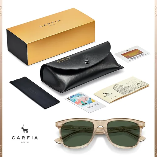 Miniatura 5 de CARFIA Lentes de sol polarizados cuadrados para hombre, protección UV400, acetato retro, hechos a mano, hechos a mano
